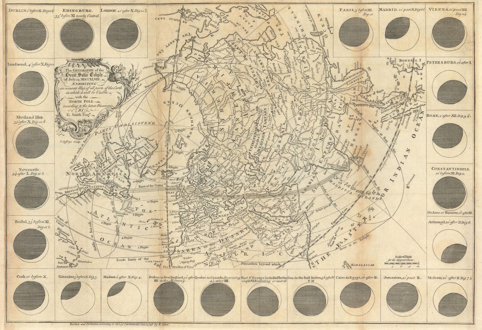 The geography of the great solar eclipse of July 14th 1748. SMITH G 1748 map